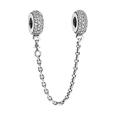 Srebrny Łańcuszek Zabezpieczający Cyrkonie