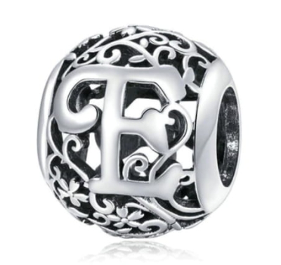 Srebrny Charms Ozdobna Literka E