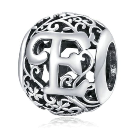 Srebrny Charms Ozdobna Literka E