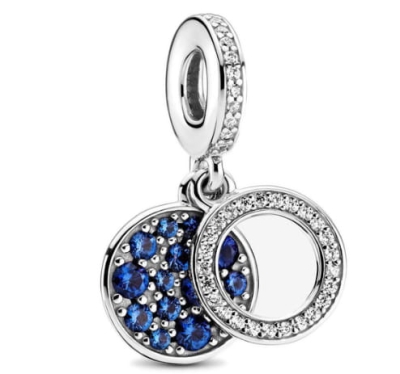 Srebrny Charms Zawieszka z Niebieskimi Cyrkoniami