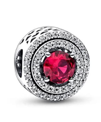 Srebrny Charms Rubinowy Koralik