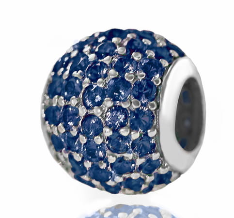 Srebrny Charms Niebeskie Cyrkonie