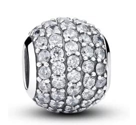 Srebrny Charms Białe Cyrkonie