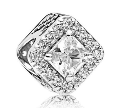 Srebrny Charms Biała Cyrkonia