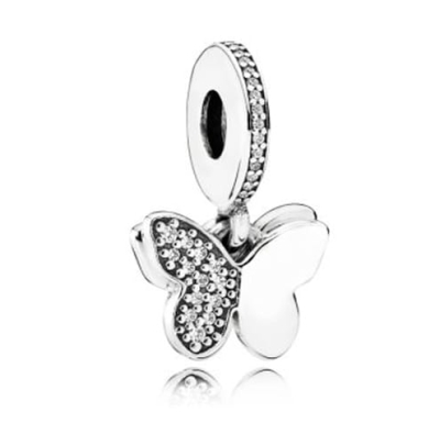 Srebrny Charms Zawieszka Motylek