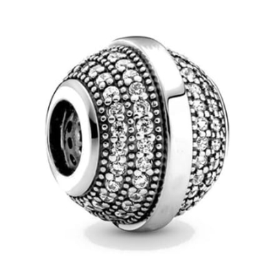 Srebrny Charms Okrągły Zdobiony Cyrkoniami