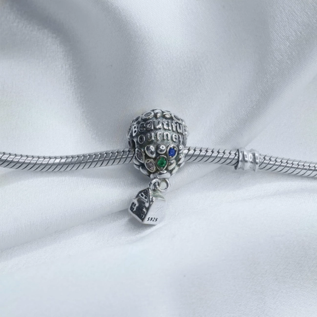 Srebrny Charms Latający Domek Balon