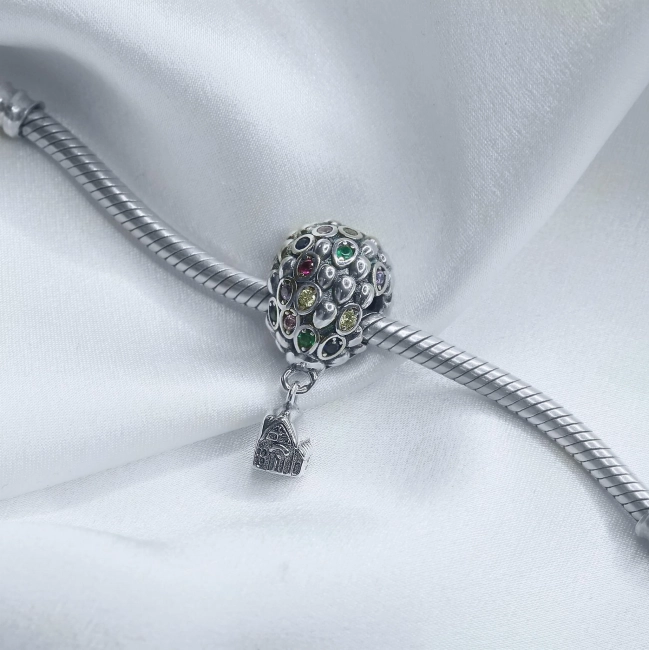 Srebrny Charms Latający Domek Balon