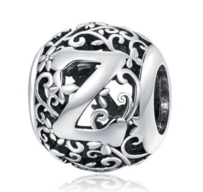 Srebrny Charms Ozdobna Literka Z