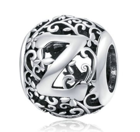 Srebrny Charms Ozdobna Literka Z