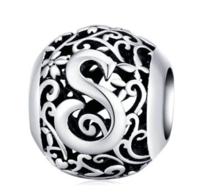 Srebrny Charms Ozdobna Literka S