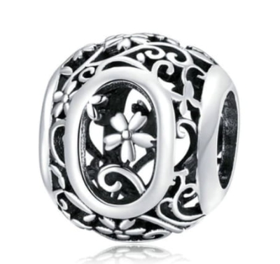 Srebrny Charms Ozdobna Literka O