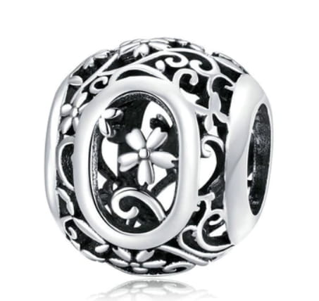 Srebrny Charms Ozdobna Literka O