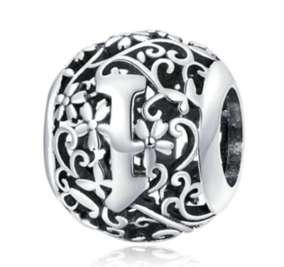 Srebrny Charms Ozdobna Literka I