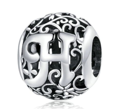 Srebrny Charms Ozdobna Literka H