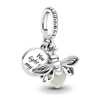 Srebrny Charms Świetlik z Miłosnym Wyznaniem