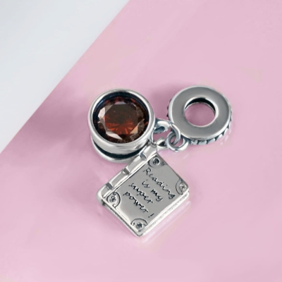 Srebrny Charms Filiżanka Kawy z Książką- sklep internetowy