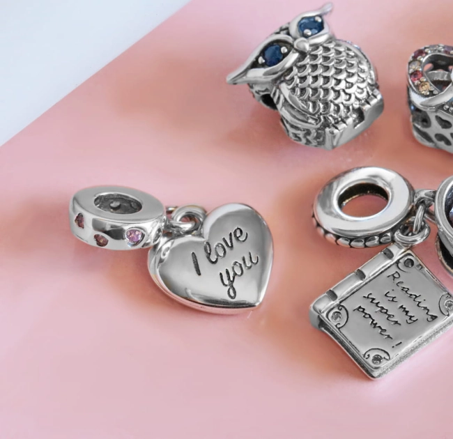 Srebrny Charms Kocham Cię Mamo Serce