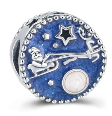 Srebrny Charms Święty Mikołaj na Niebieskim Tle