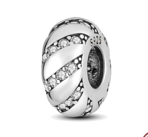 Srebrny Charms Elegancki Stoper Separator z Cyrkoniami