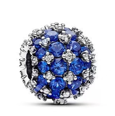 Srebrny Charms Błyszczący Niebieski Koralik