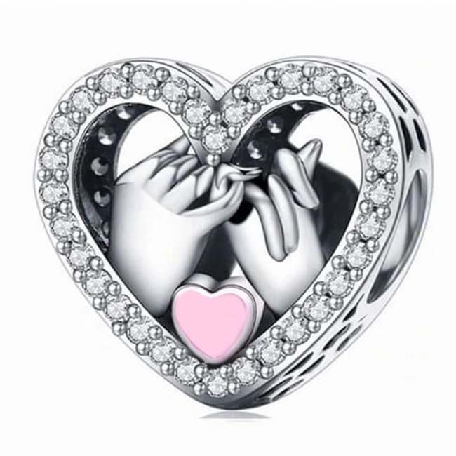 Srebrny Charms Na Zawsze Splecione Ręce