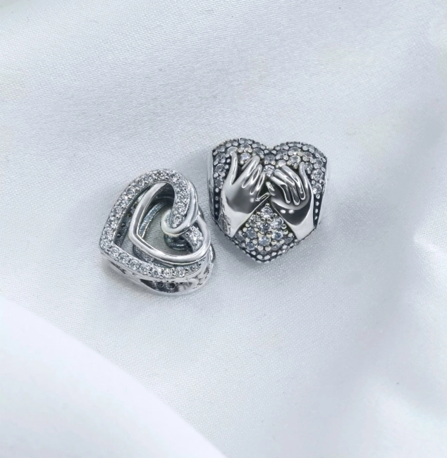 Srebrny Charms Wzajemna Miłość Serca