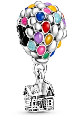 Srebrny Charms Kolorowy Balon z Domkiem