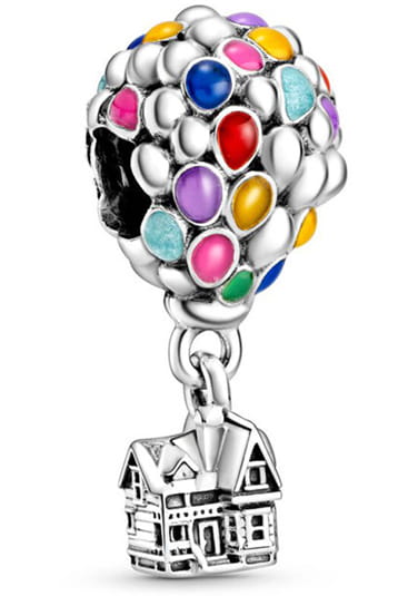 Srebrny Charms Kolorowy Balon z Domkiem