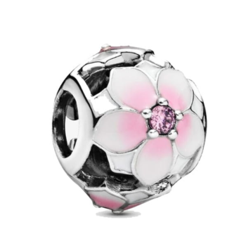 Srebrny Charms Dorodna Magnolia Kwiaty