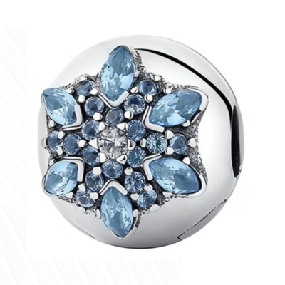 Srebrny Charms Klips Zimowa Harmonia z Cyrkoniami