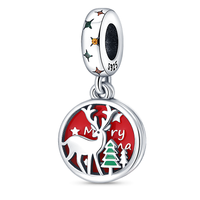 Srebrny Charms Zawieszka z Reniferem