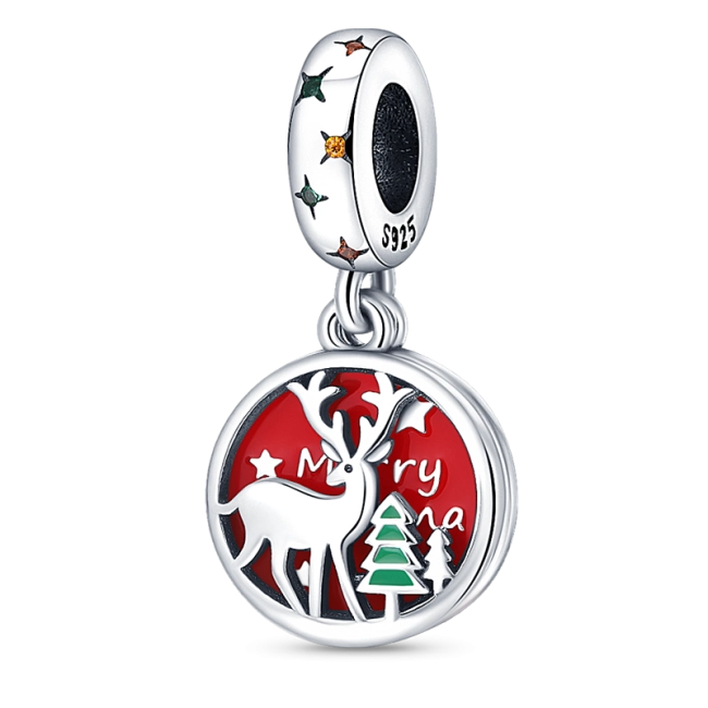 Srebrny Charms Zawieszka z Reniferem