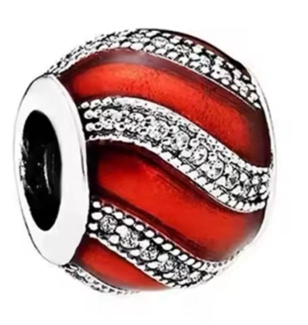 Srebrny Charms Czerwona Ozdoba