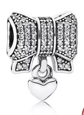 Srebrny Charms Błyszcząca Kokarda