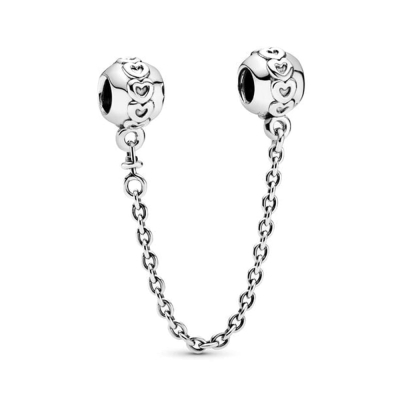 Srebrna zawieszka Charms Łańcuszek Zabezpieczający Serca do biżuterii modułowej