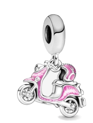 Srebrny Charms Różowy Skuter