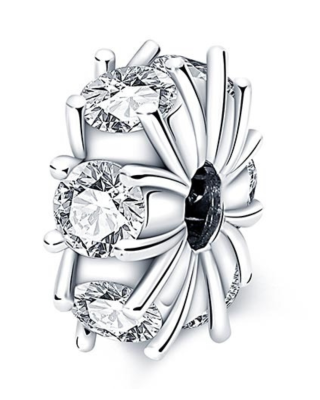 Srebrny Charms Separator Eleganckie Białe Cyrkonie