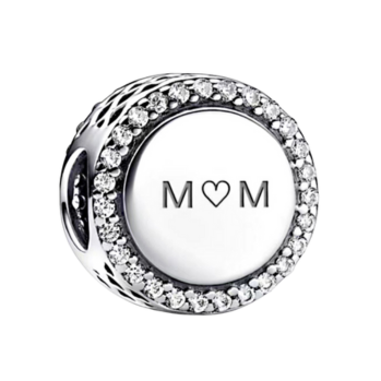 Srebrny Charms MOM z Cyrkoniami