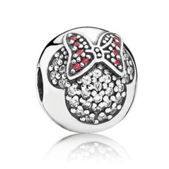 Srebrny Charms Klips Minnie z Cyrkoniami