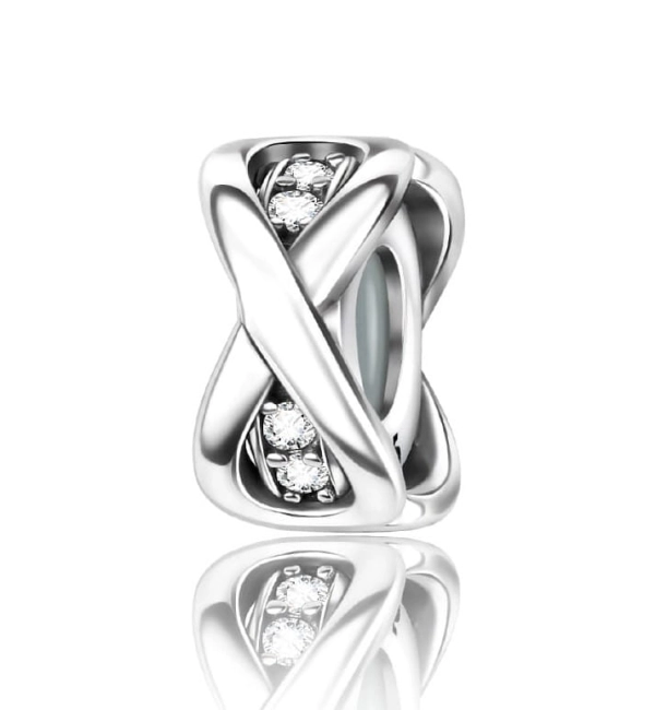 Srebrny Charms z Kryształami