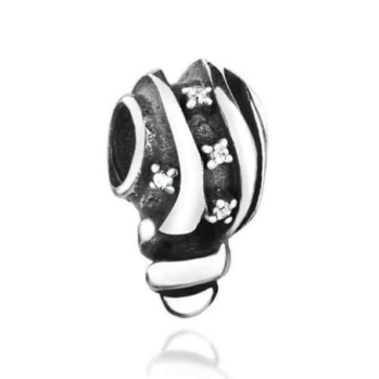 Srebrny Charms w Kształcie Muszli z Kryształkami