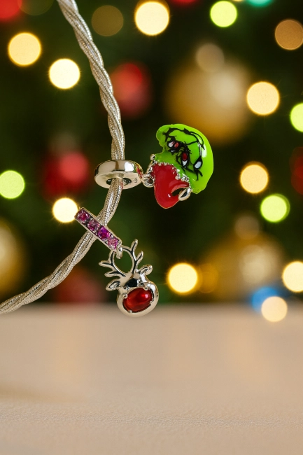 Srebrny Charms Renifer Z Czerwonym Noskiem