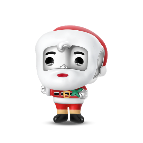 Srebrny Charms Uroczy Mikołaj Z Prezentem