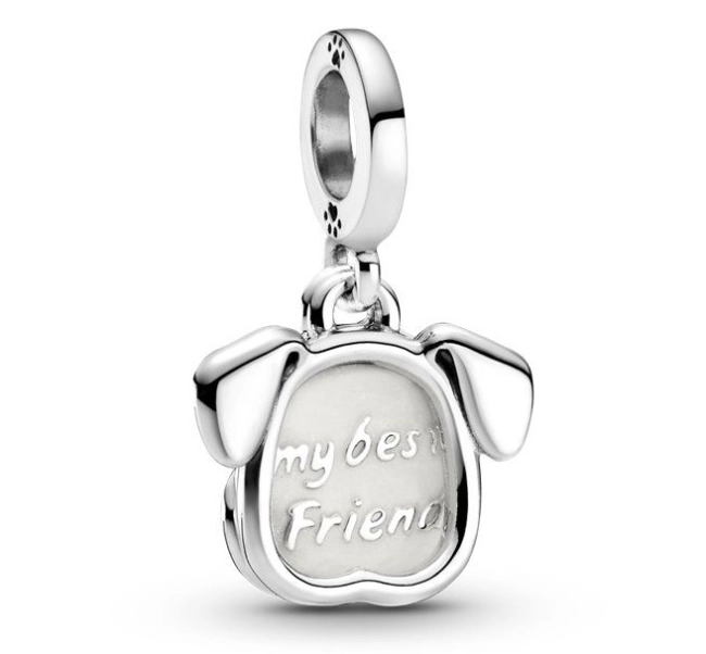 Srebrny Charms „My Best Friend” z Motywem Pieska
