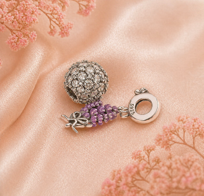 Srebrny Charms Błyszczący Srebrny Koralik