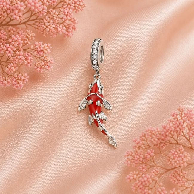 Srebrny Charms Japoński Karp Koi