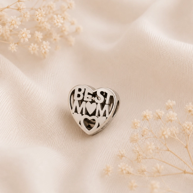 Srebrny Charms Ażurowy Charms dla Mamy