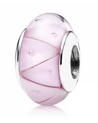 Srebrny Charms Różowy Diament Murano
