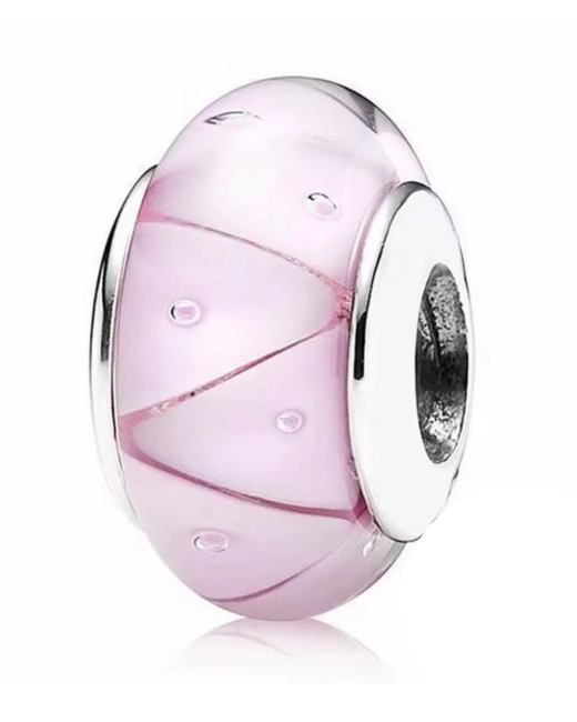 Srebrny Charms Różowy Diament Murano